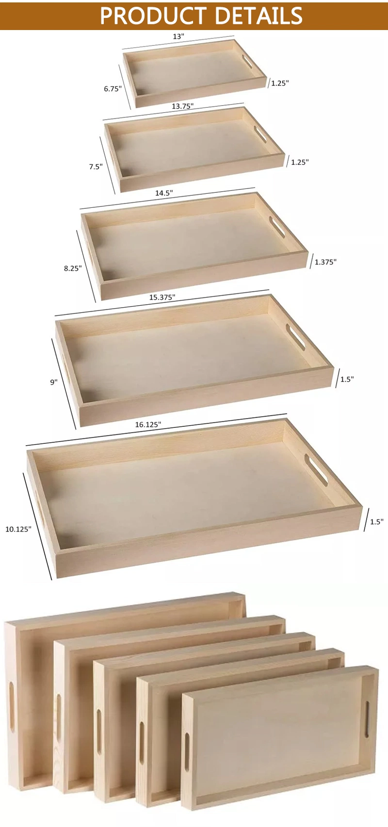 Wood Food Breakfast Serving Tray Octagon Serving Tray