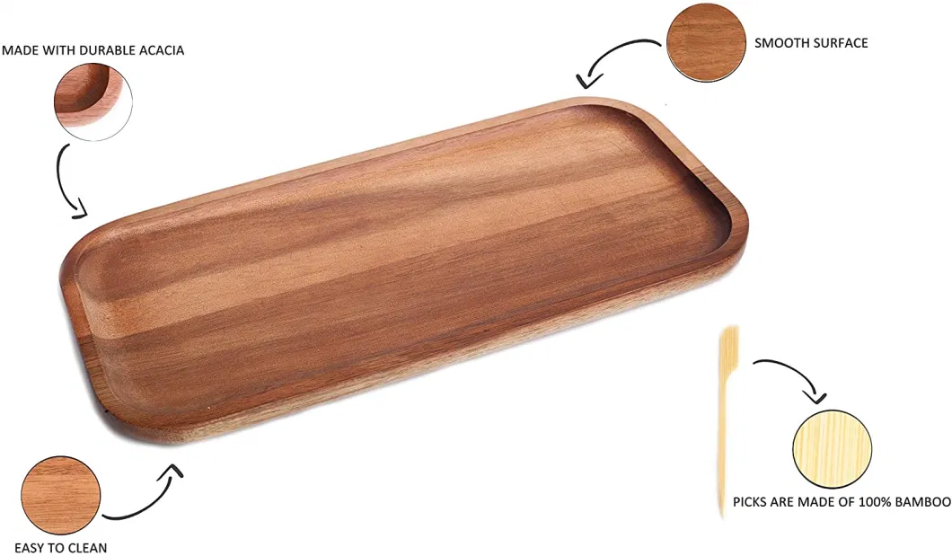 Bamboo Wooden Rectangle Sandy Serving Tray